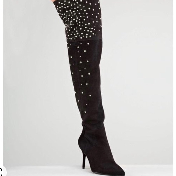 {Brian Atwood} Marija Leather Studded Over-The -Knee Boots
